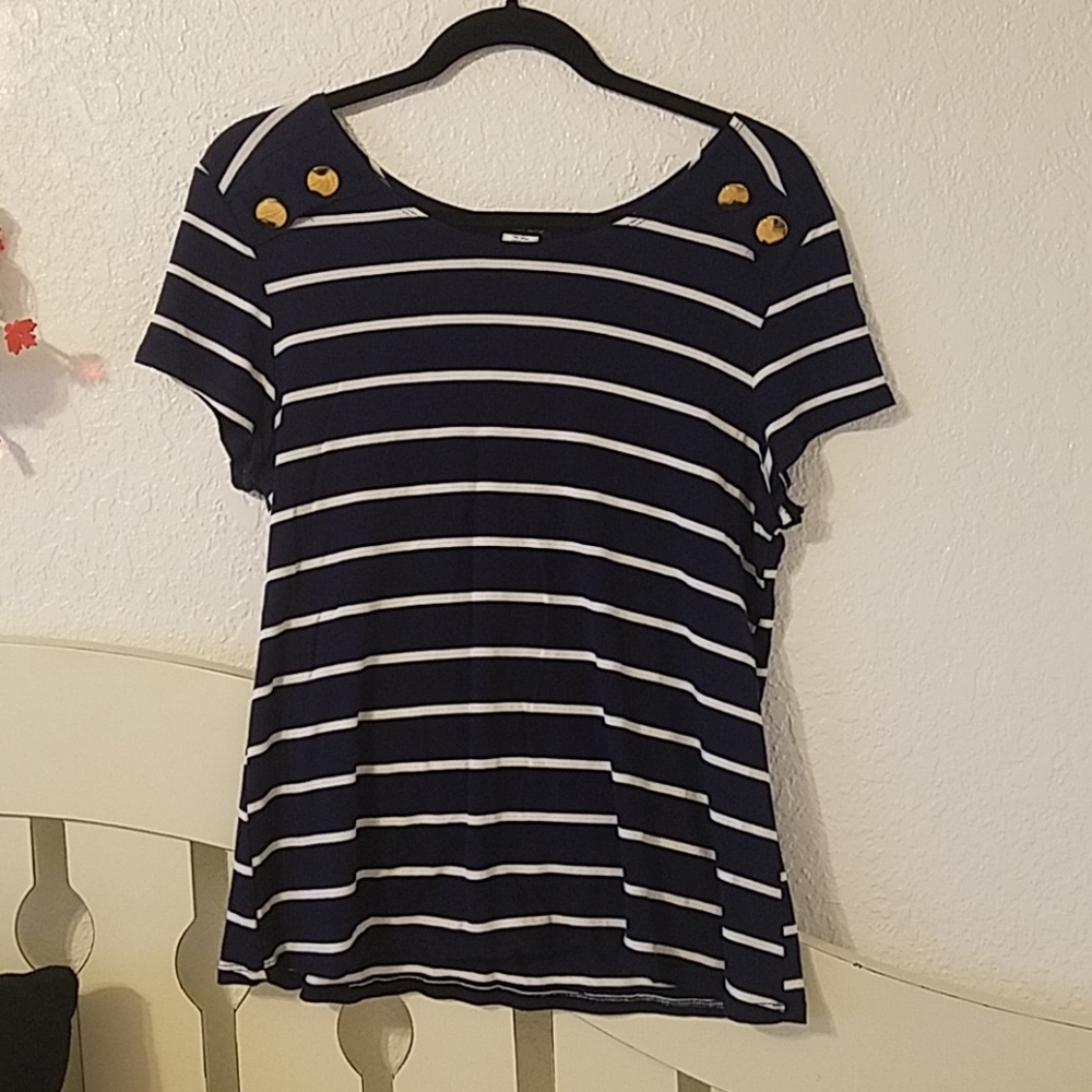 Navy and white striped top